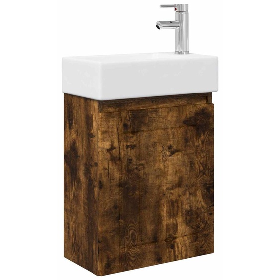 Meuble de salle de bain avec robinet Chêne fumé