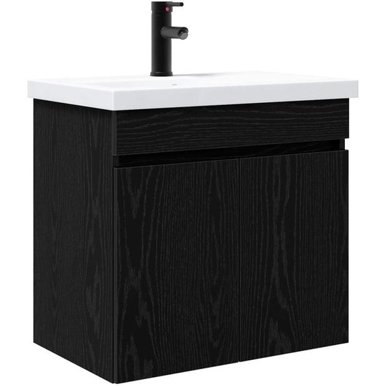 Meuble de salle de bain avec robinet Chêne noir