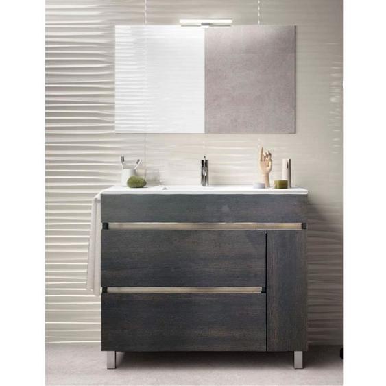 Meuble de salle de bain FENRIR 80CM Chêne évasion avec plan vasque et miroir. Avec porte serviettes en cadeau!!!