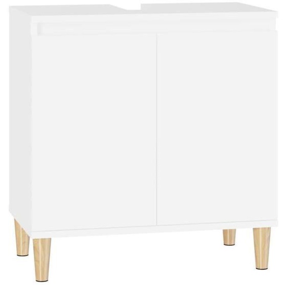 Meuble de salle de bain - GAROSA - 58x33x60 cm - Bois dingénierie - Blanc - Montage facile