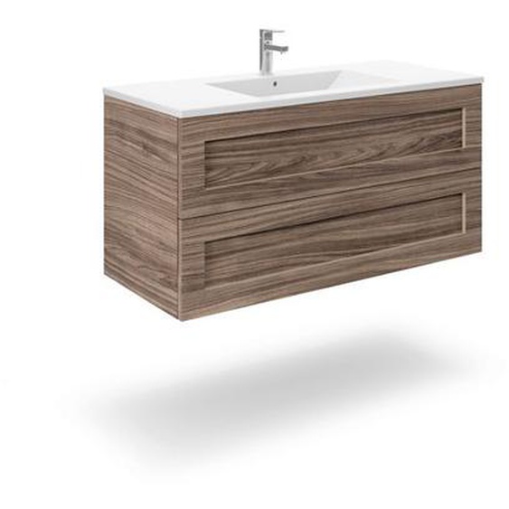Meuble de salle de bain Lineal avec tiroirs de 90 cm couleur noyer américain
