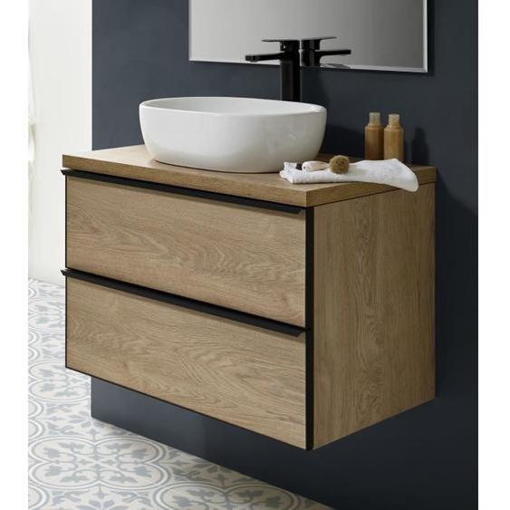 Meuble de salle de bain Montréal avec 2 tiroirs suspendus chêne nordique + vasque à poser - L.60 x H.50 x P.46,5 cm
