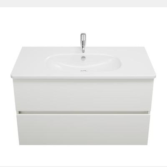 Meuble de salle de bain simple vasque 100 cm Joline blanc mat