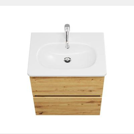 Meuble de salle de bain simple vasque 60 cm Joline chêne