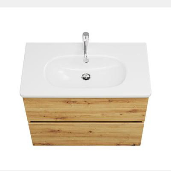 Meuble de salle de bain simple vasque 80 cm Joline chêne