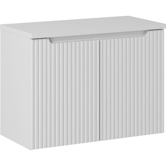 Meuble De Salle De Bain Sous Lavabo 80 Cm Blanc Fraisé Avec Fermeture Silencieuse