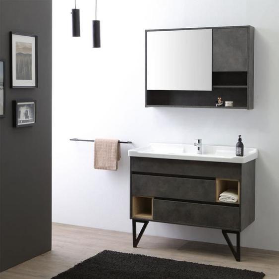 Meuble de salle de bain sur pieds - KVStore - Vienna - Style industriel - Gris