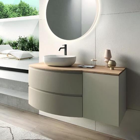 Meuble de salle de bain - ZORA - 120 cm - Tortora Mat - Lavabo à poser - 2 tiroirs