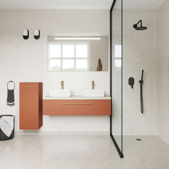 Meuble de salle de bain suspendu 2 vasques à poser 120cm Terracotta - Glasgow