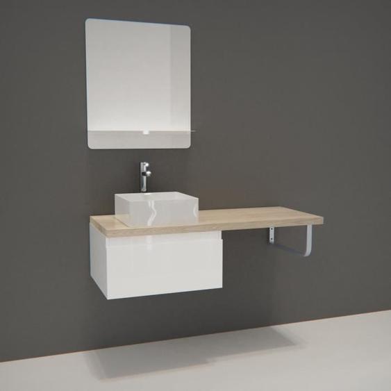 Meuble de salle de bain suspendu avec vasque et miroir WILL Blanc