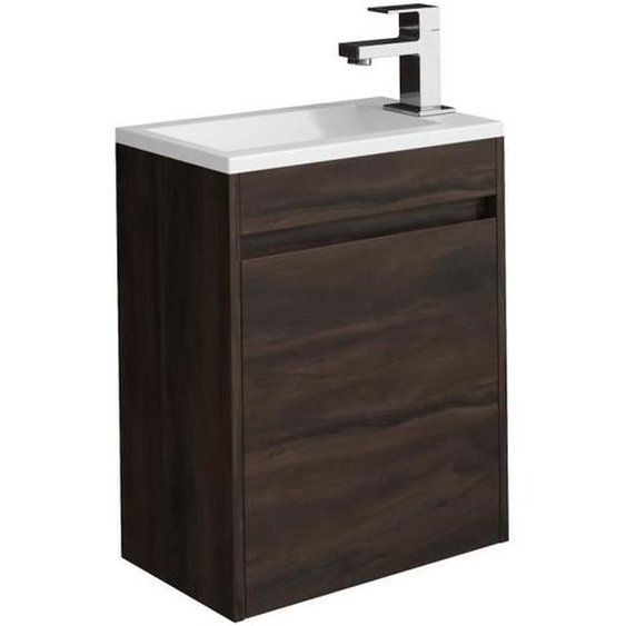 Meuble de salle de bain suspendu Badplaats Sinta - Marron noyer - Armoire de rangement