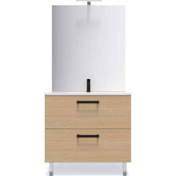 Meuble de salle de bain suspendu - HOMIFAB - CHELSEA Chêne 90 - Tiroir(s) - Design contemporain