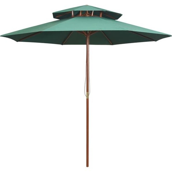 Meuble double pont parasol 270×270 cm mât bois vert - Voile dombrage 42963