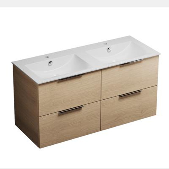 Meuble double vasque 120 cm Olena chêne clair