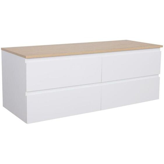 Mob-in - Meuble double vasque 120cm avec plan bois sorrento Blanc
