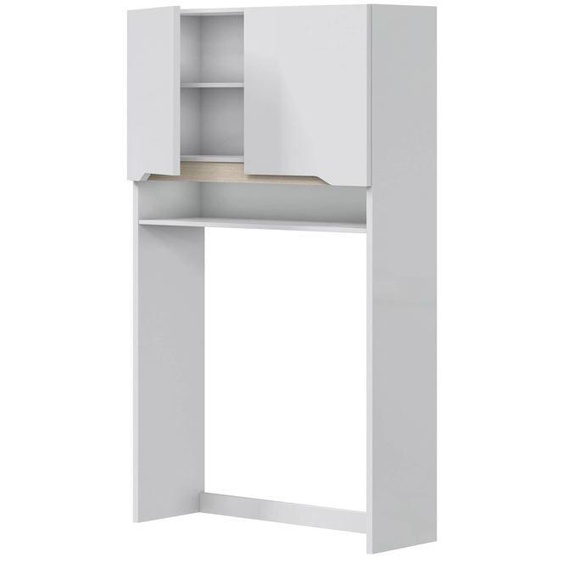 Meuble /étagère dessus WC de salle de bain 60cm avec 2 portes coloris blanc et cambrian