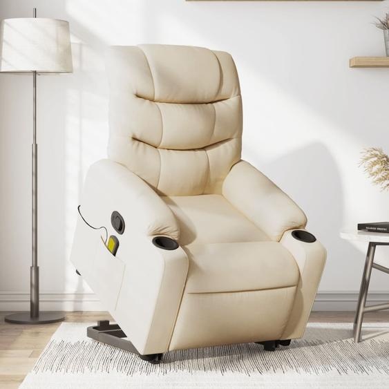 Meuble Fauteuil de massage avec releveur Crème Tissu - Fauteuil TV & Relax 3206662