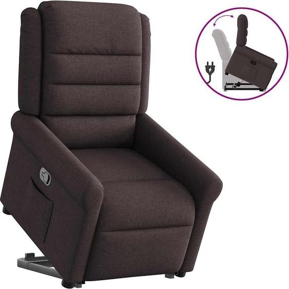 Meuble Fauteuil relax avec releveur Tissu Marron Foncé - Fauteuil TV & Relax 3303319