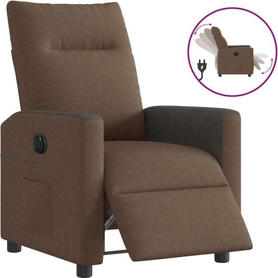 Meuble Fauteuil Relax Electrique Marron Tissu 3324041