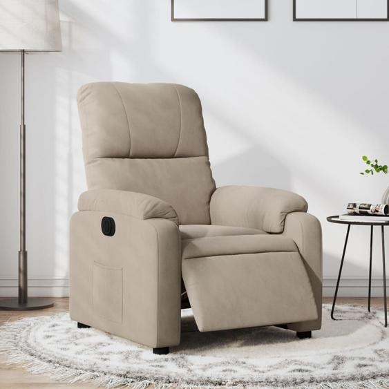 Meuble Fauteuil Relax Electrique Taupe Tissu Microfibre - Fauteuil Lounge 3204915