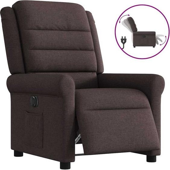Meuble Fauteuil Relax Electrique Tissu Marron Foncé - Fauteuil TV & Relax 3303299
