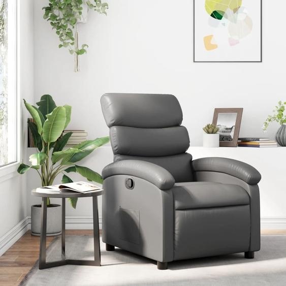 Meuble Fauteuil Relax Gris Similicuir - Fauteuil TV & Relax 371716