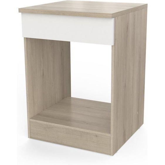 Meuble Four Encastrable Avec Plan De Travail-Cuisine Complete ‟Origan”Coloris Chêne Clair & Blanc Mat-60 X 60 X 85 Cm