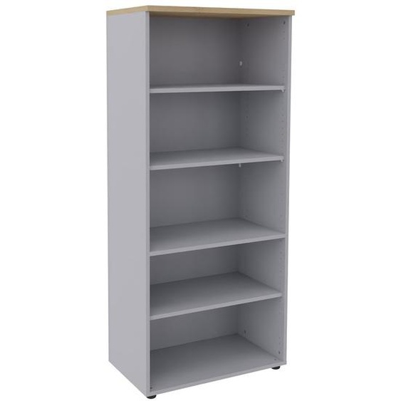 Meuble haut ACTIVITY - L.80 x H.180 cm - Sans porte - Corps Aluminium - Top Chêne