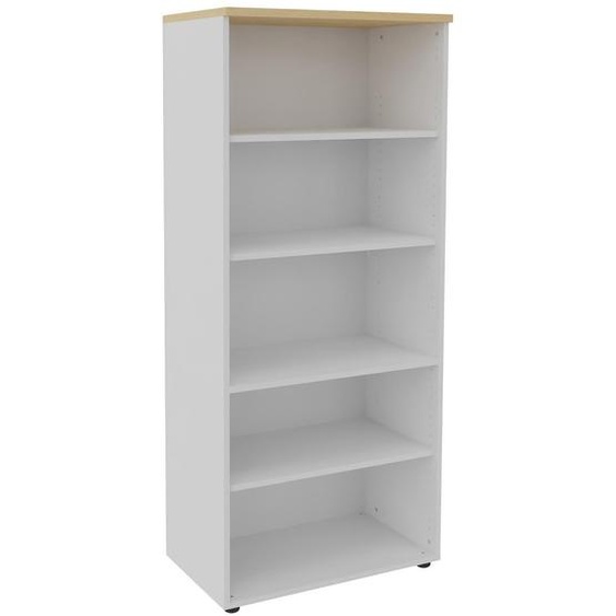 Meuble haut ACTIVITY - L.80 x H.180 cm - Sans porte - Corps Blanc - Top Hêtre
