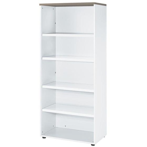 Meuble haut Axiome - L.80 x H.180 cm - Sans porte - Corps Blanc - Top Chêne grisé