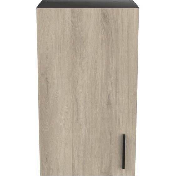 Meuble haut de cuisine coloris chêne kronberg, noir mat - Longueur 40 x Hauteur 70 x Profondeur 30 cm