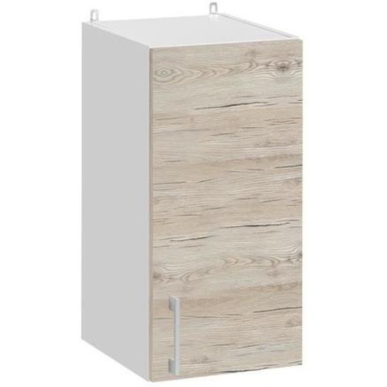 Meuble haut de cuisine - CUISINEANDCIE - 1 porte - L 30 cm - décor noyer blanchi
