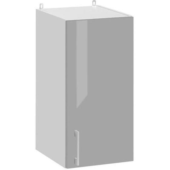 Meuble haut de cuisine - CUISINEANDCIE - 1 porte - L 30 cm - Gris brillant