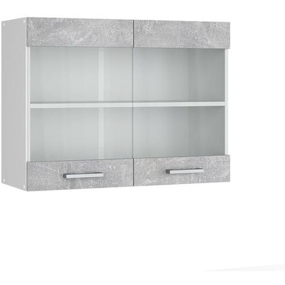Meuble de cuisine haut vitré R-Line, 80 cm, Béton, Vicco