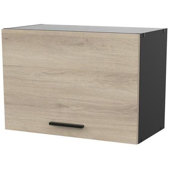 Meuble haut pour hotte Origan noir et bois - Naturel