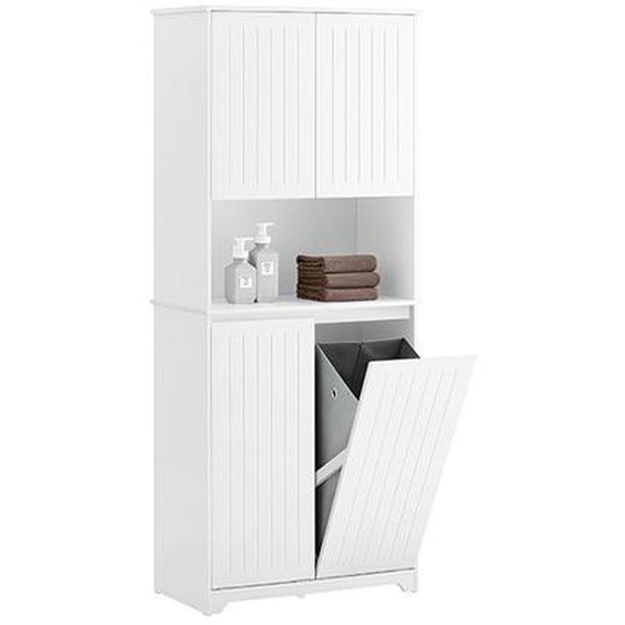 Meuble Haut Salle de Bain BZR150-W SoBuy Armoire Haute avec Étagères Réglables - 70x37x170 cm - Blanc