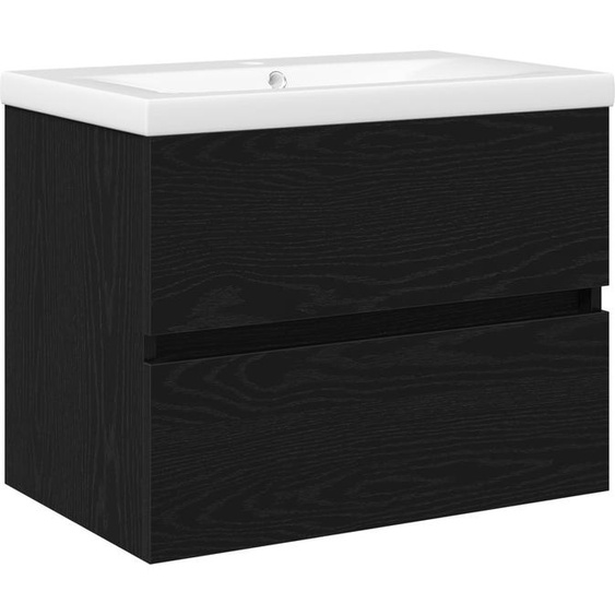 Meuble lavabo armoire avec lavabo intégré Chêne noir panneau de particules, lavabo armoire Chêne noir 60x38,5x45 cm panneau de particules armoires de toilette -5678040