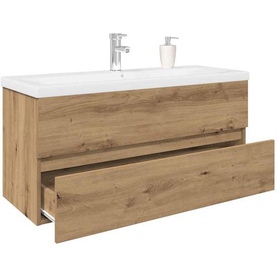 Meuble lavabo avec bassin et robinet intégrés chêne artisanal