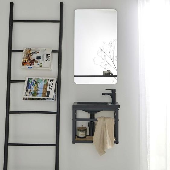 Meuble lave-mains SAO + robinet noir + miroir