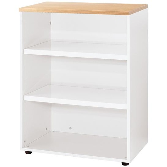 Meuble mi-hauteur ACTIVITY sans portes - H.102 x L.80 x P.47 cm - Corps Blanc - Top Chêne