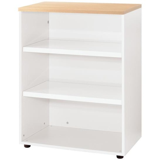 Meuble mi-hauteur ACTIVITY sans portes - H.102 x L.80 x P.47 cm - Corps Blanc - Top Hêtre