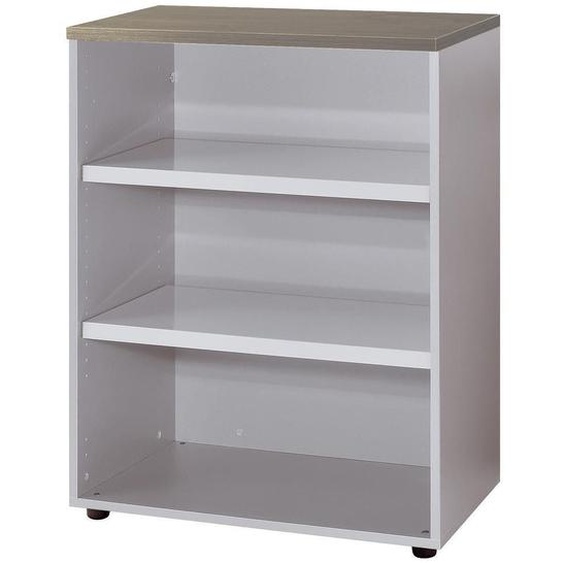 Meuble mi-hauteur Actual sans portes - H.102 x L.80 x P.47 cm - Corps Aluminium - Top Chêne grisé