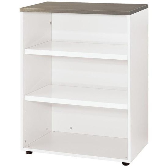 Meuble mi-hauteur Actual sans portes - H.102 x L.80 x P.47 cm - Corps Blanc - Top Chêne grisé