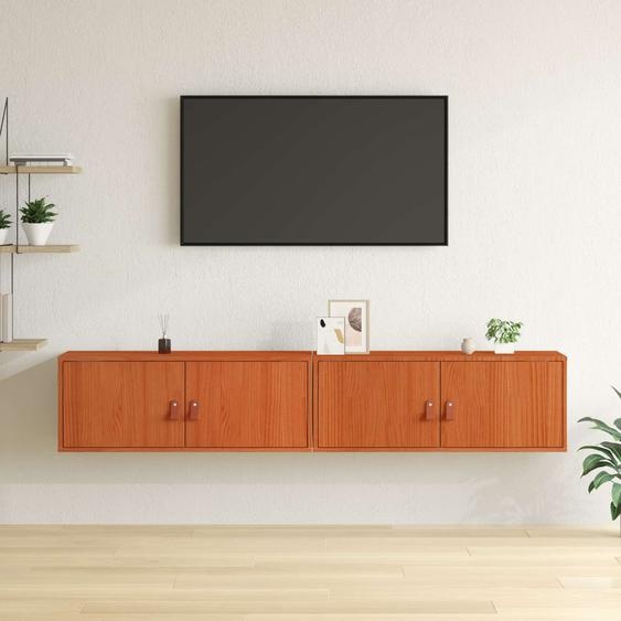 Meuble mural avec étagère 2 pcs Cire marron 80 x 30 x 30 cm