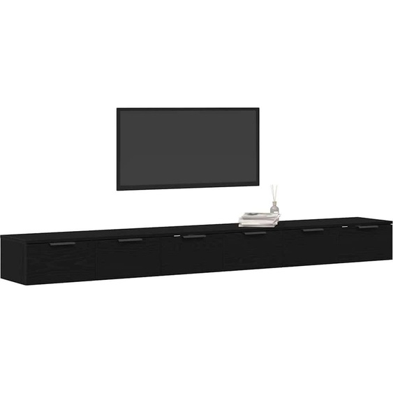 Meuble mural avec tiroir 2 pcs Chêne noir 102 x 30 x 20 cm