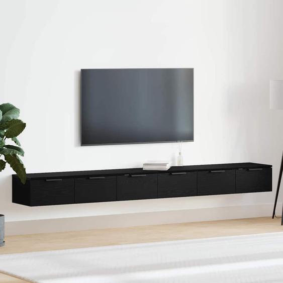 Meuble mural avec tiroir 2 pcs Chêne noir 102 x 30 x 20 cm