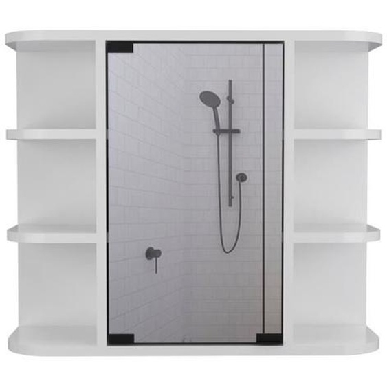 Meuble mural de salle de bain Milan avec étagères et miroir