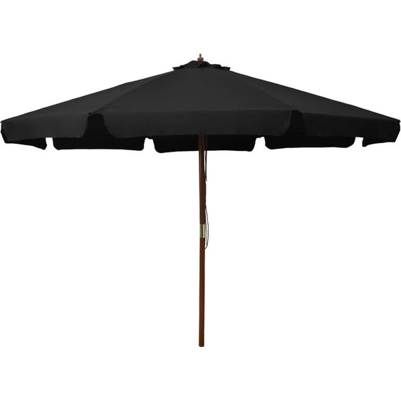 Meuble Parasol avec mât en bois 330 cm Noir - Voile dombrage 47218