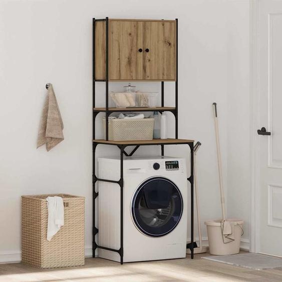 Meuble pour machine à laver chêne artisanal 68 x 48,5 x 194 cm