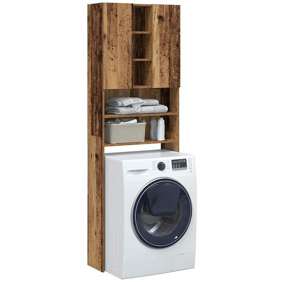Meuble pour machine à laver vieux bois 64x25,5x190 cm